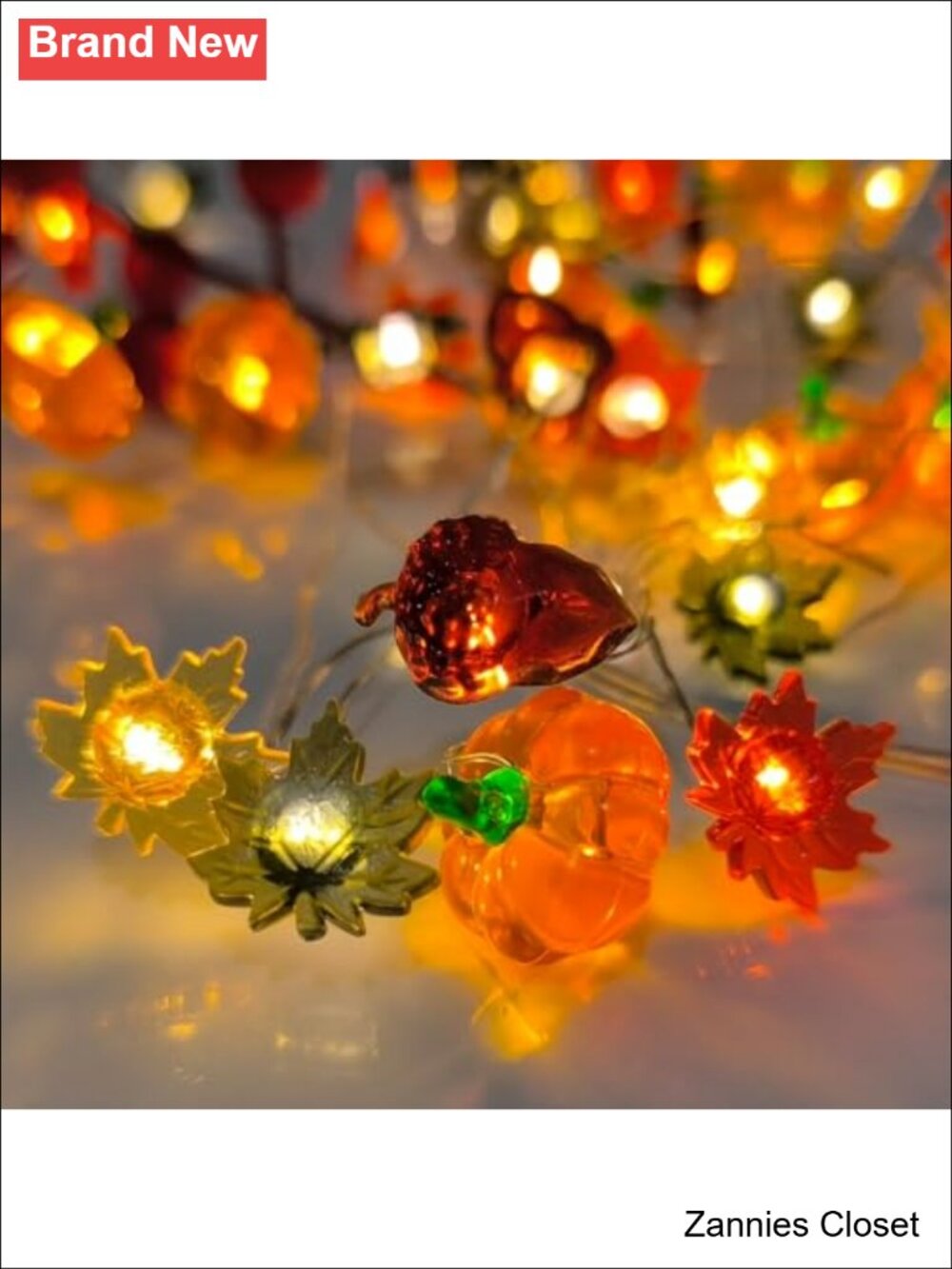 👻 Thanksgiving Decor Lights 16.7Ft 50 LED 3D Pumpkin Acorn Maple Leaf Fairy